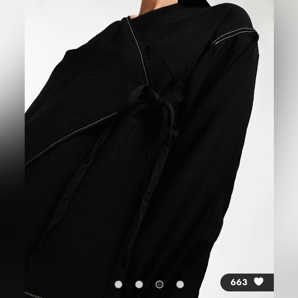ASOS Y.A.S Contrast Stitch Wrap Shirt In Black